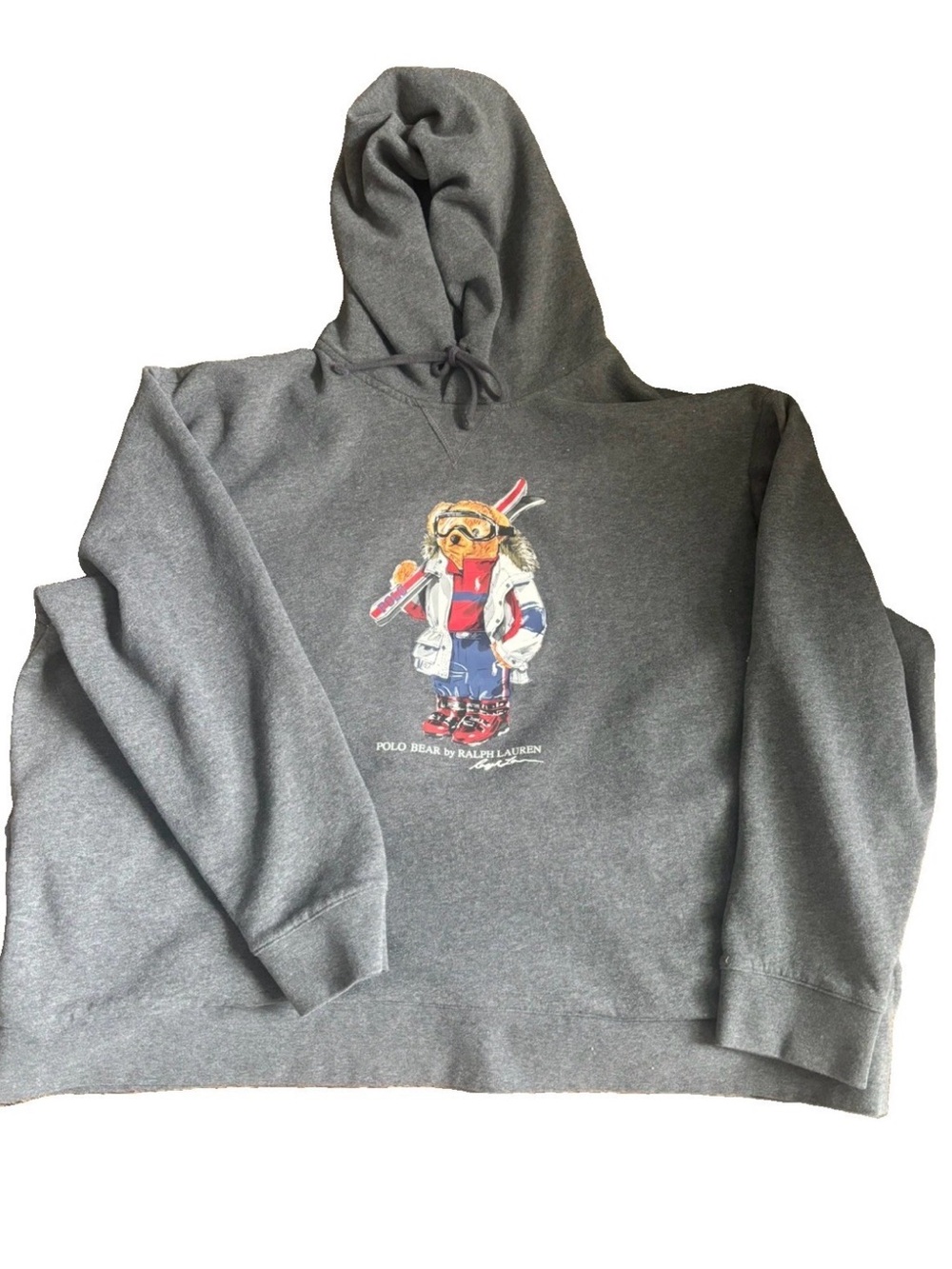 Polo Ralph Lauren Mens 4XB Gray Polo Bear Ski Hoodie Sweatshirt